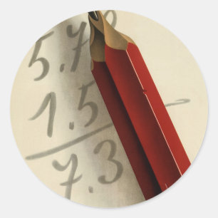 Sticker Rond Équation mathématique avec crayon rouge, entrepris