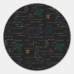 Sticker Rond Équations mathématiques colorées Formules mathémat