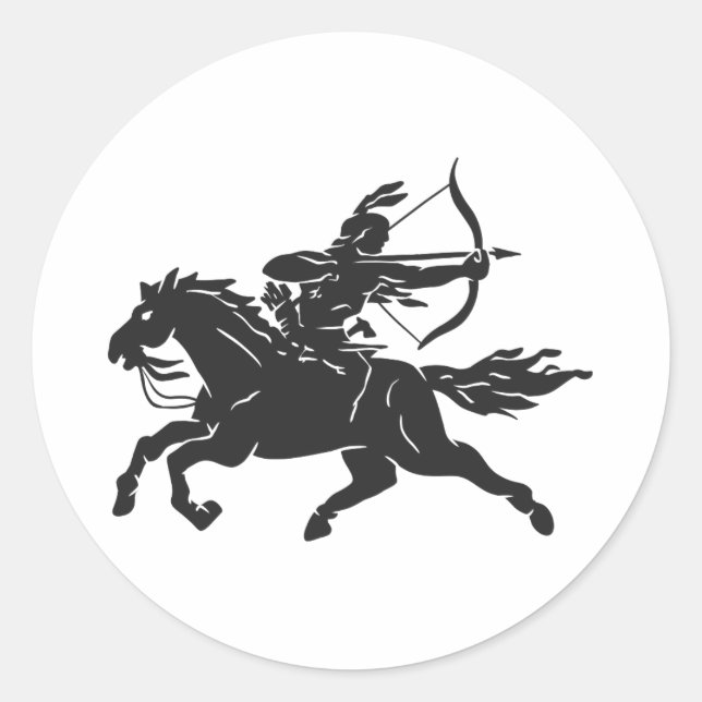Sticker Rond Équestre indienne - Choisissez la couleur arrière  (Devant)