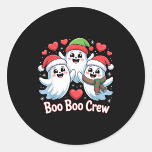 Sticker Rond Équipage Boo-boo Noël Fantôme Chapeau de Père Noël