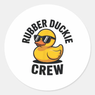 Sticker Rond Équipage de canard en caoutchouc Amour Douches de