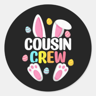 Sticker Rond Équipage de Cousin Lapin de Pâques Famille Assorti