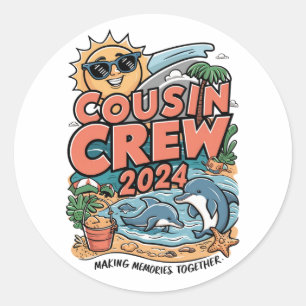 Sticker Rond Équipage de cousins voyage en famille à la plage V