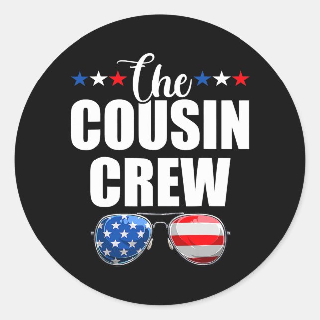 Sticker Rond Équipage de couture de 4 juillet de famille (Devant)