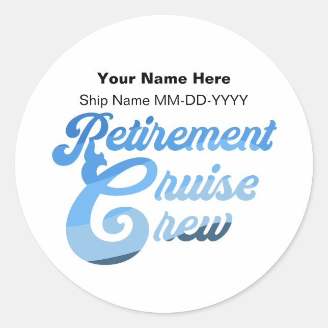 Sticker Rond Équipage de croisière de retraite (Devant)