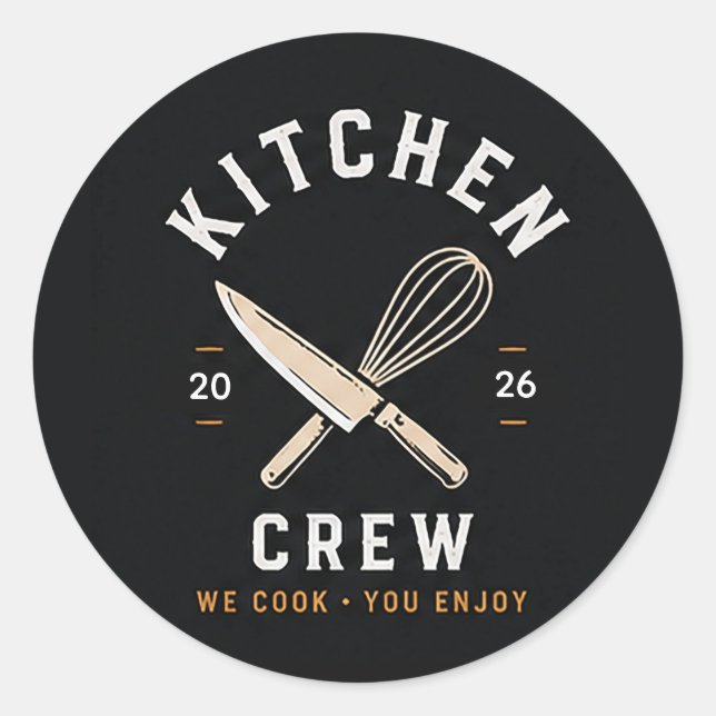 Sticker Rond 🔪 Équipage de cuisine Logo d'uniforme du personne (Devant)
