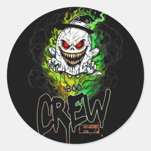 Sticker Rond Équipage de fantôme noir Halloween fantôme fantôme