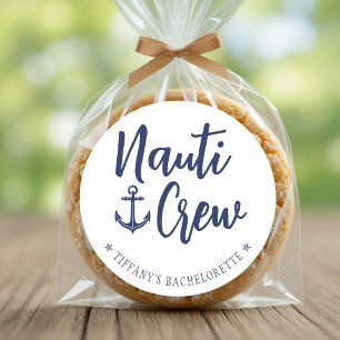 Sticker Rond Équipage Nauti Ancre Fête de Fille Naútic