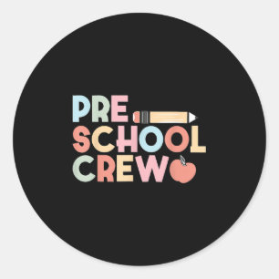 Sticker Rond Équipage Préscolaire Retour À L'École Joyeux Premi
