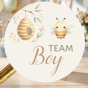 Sticker Rond Équipe Bébé Abeille Garçon ou Fille Révélation du