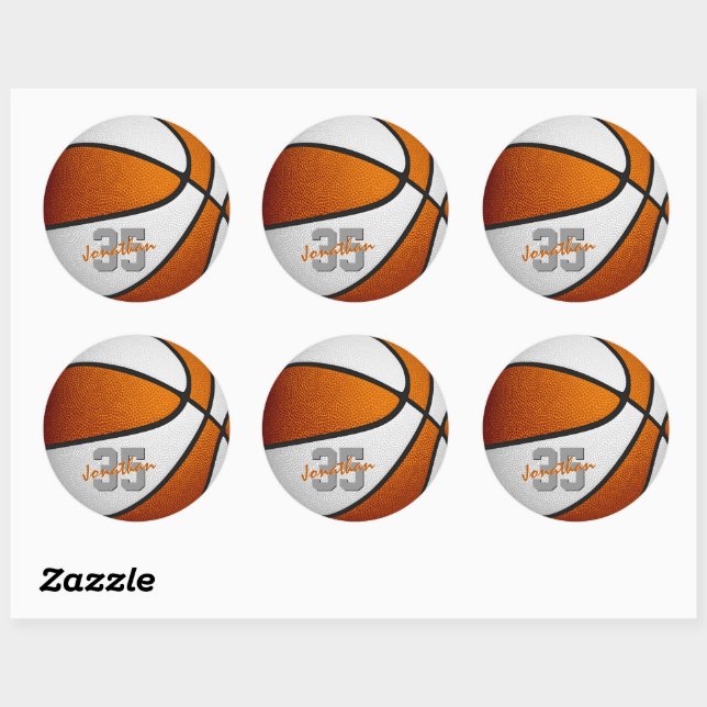 Sticker Rond équipe blanche orange couleurs garçons filles bask (Feuille)