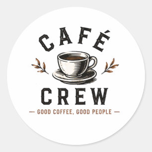 Sticker Rond ☕ Équipe Café Logo Café Vintage ☕