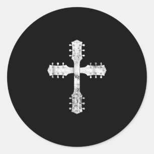 Sticker Rond équipe chrétienne de culte guitare cross