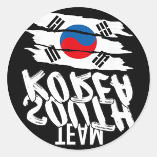 Sticker Rond Équipe Corée du Sud Football Coréen Sport Tee 