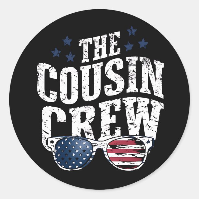 Sticker Rond Équipe Cousin 4 juillet Famille Patriotique Améric (Devant)