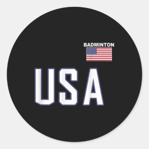 Sticker Rond Équipe de badminton Drapeau Usa Équipement de joue