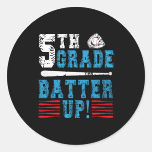 Sticker Rond Équipe de baseball 5e année Retour à l'école 5e an
