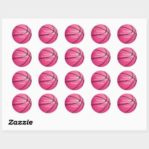 Sticker Rond équipe de basket-ball des filles roses