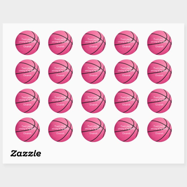 Sticker Rond équipe de basket-ball des filles roses (Feuille)