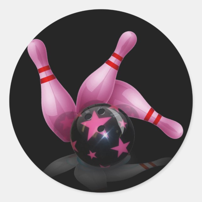 Sticker Rond Équipe De Bowling - Ball And Pins. (Devant)