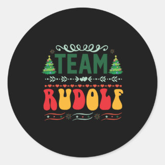 Sticker Rond Équipe de cadeaux de Noël Rudolf