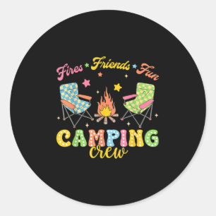 Sticker Rond Équipe de camping Famille Amis Filles Enfants Ambi