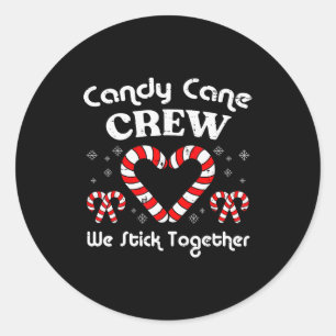 Sticker Rond Équipe de canne en bonbon de Noël Stick Together X