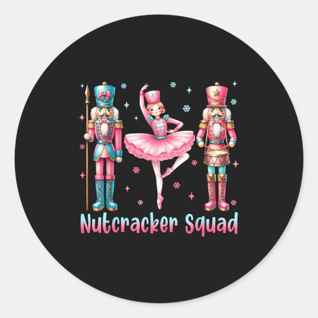 Sticker Rond Équipe de Casse-Noisette Ballet Danse Joyeux Noël  (Devant)