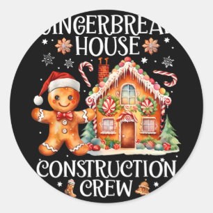 Sticker Rond Équipe de construction de maison en pain d'épices 