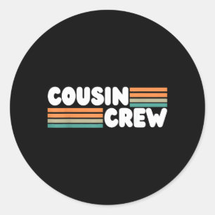 Sticker Rond Équipe de cousins rétro rayures vacances d'été fam