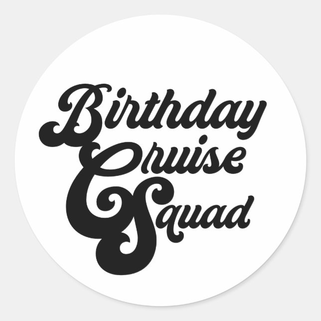 Sticker Rond Équipe de croisière d'anniversaire (Devant)