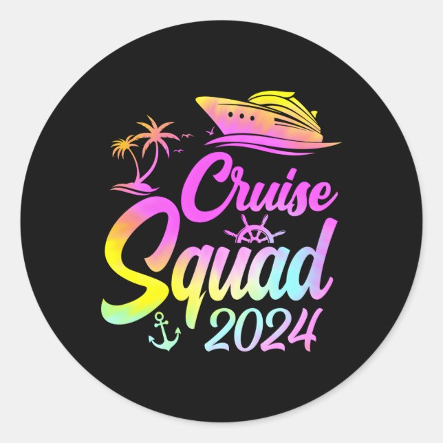 Sticker Rond Équipe de croisière Famille de vacances 2024 (Devant)