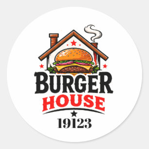 Sticker Rond Équipe de cuisine du restaurant Burger House 👨
