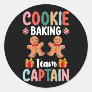 Sticker Rond Équipe de cuisson des cookies Capitaine Famille No
