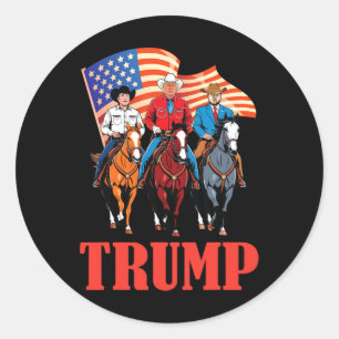 Sticker Rond Équipe de drapeau américain Us Trump cow-boy à che