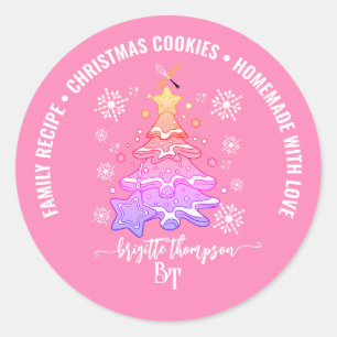Sticker Rond Équipe de fabrication de biscuits au sapin de Noël