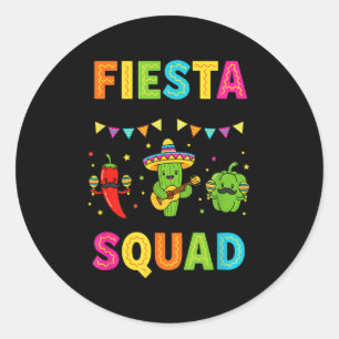 Sticker Rond Équipe de fiesta cactus mignon piment poivron enfa