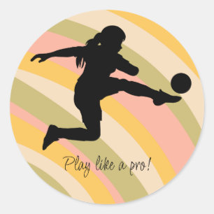 Sticker Rond Équipe De Football Joueuse De Football