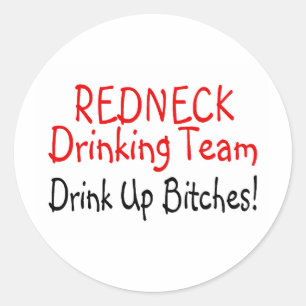 Sticker Rond Équipe de la boisson à cou rouge (Noir rouge)