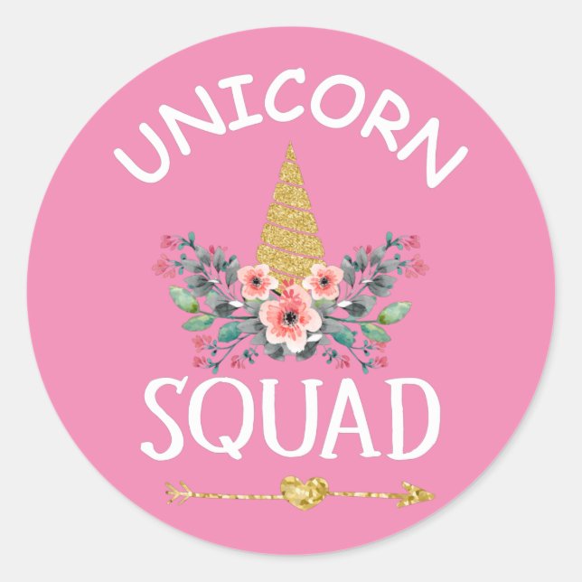Sticker Rond Équipe de la licorne (Devant)