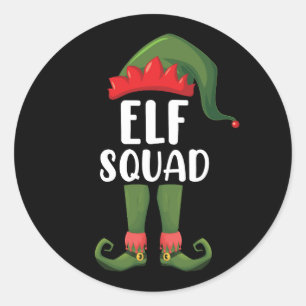 Sticker Rond Équipe de lutins drôle de Noël en famille