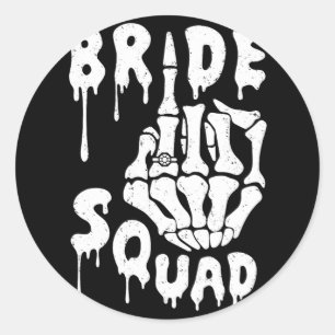 Sticker Rond Équipe de mariée squelette main drôle Halloween cé