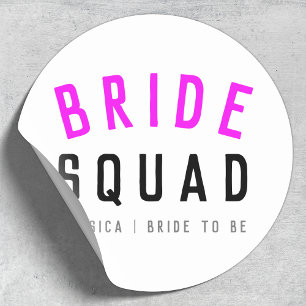 Sticker Rond Équipe de mariées Bridesmaid Chaud Rose Bachelor