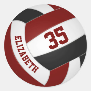 Sticker Rond équipe de maroon noir couleurs filles volley-ball 