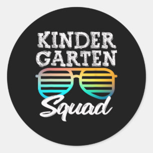 Sticker Rond Équipe de maternelle amusante Sungles Enfants amus