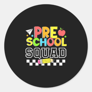 Sticker Rond Équipe de maternelle premier jour d'école heureux