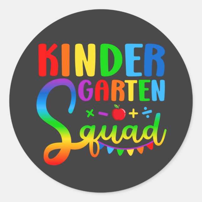 Sticker Rond Équipe de maternelle Retourner à l'école (Devant)