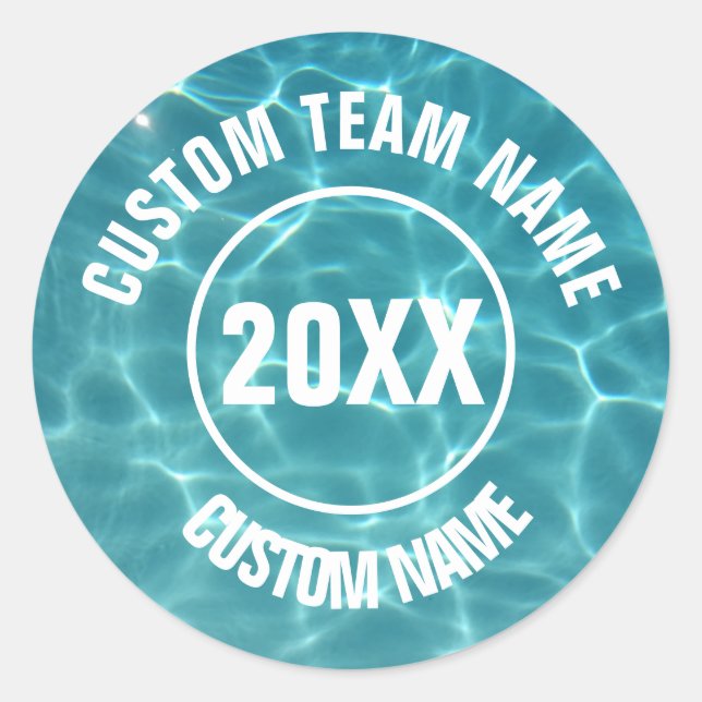 Sticker Rond Équipe de natation personnalisée (Devant)