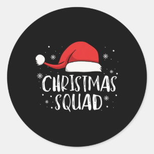Sticker Rond Équipe de Noël Chapeau de Père Noël Rouge Clair Fa