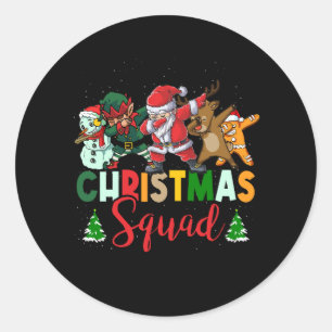 Sticker Rond Équipe de Noël Père Noël Dabbing Elf Family Corres